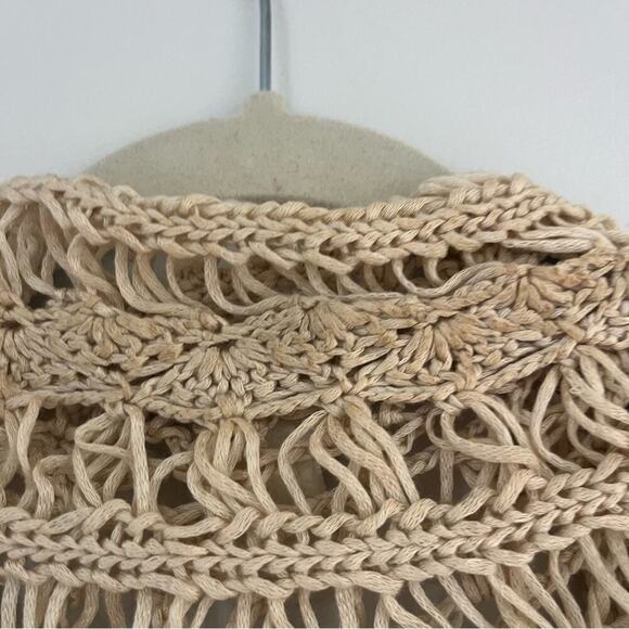 Double Zero Crochet Open Knit Cascade Vest Cardigan Medium Boho Sweater Top Y2K - Picture 9 of 11